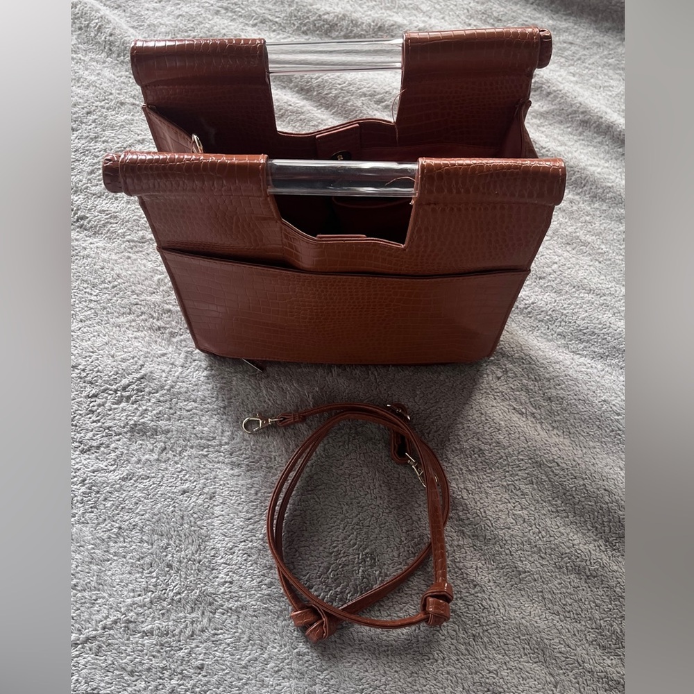 BEIS brown faux croc bag